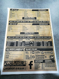 Carte du PIZZA POTERIES à Strasbourg