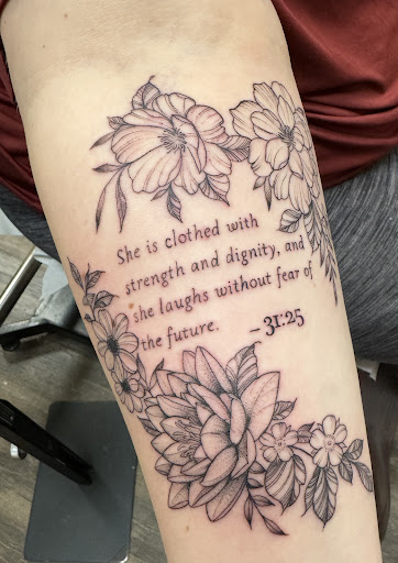 Explore patch tattoo ideas, creative tattoo ideas in Batavia, available at The Pretty Pin-Up Tattoo Parlor