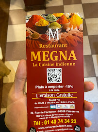 Megna à Vincennes menu