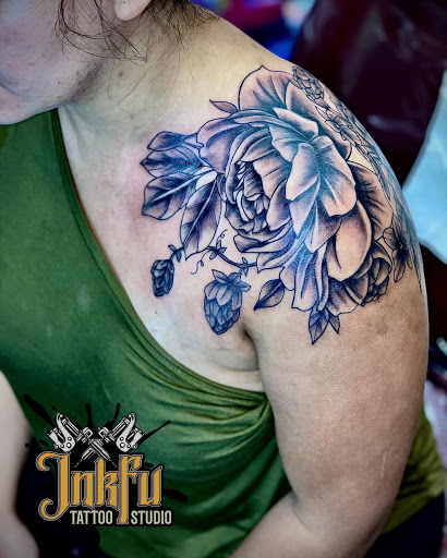 Explore upper arm tattoo ideas for females, creative tattoo ideas in Omaha, available at Inkfu Tattoo Studio