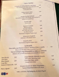 Menu du Trattoria vini e cucina à Naples