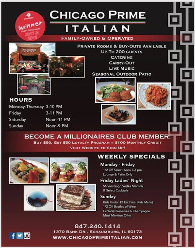 Italian Restaurant «Chicago Prime Italian», reviews and photos, 1370 Bank Dr, Schaumburg, IL 60173, USA