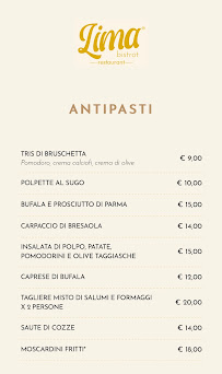 Restaurant italien Lima Bistrot Restaurant à Rome (le menu)