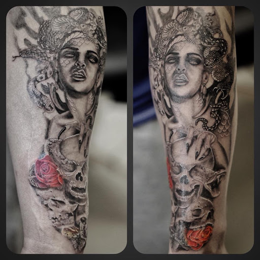 Explore tattoo cover up ideas male, creative tattoo ideas in Warrior, available at The Great Wilderness Tattoo