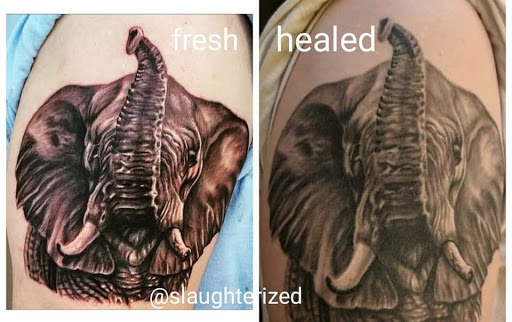 Explore halloween theme tattoo ideas, creative tattoo ideas in Ocoee, available at Slaughterized Ink Tattoo and Piercing Studio