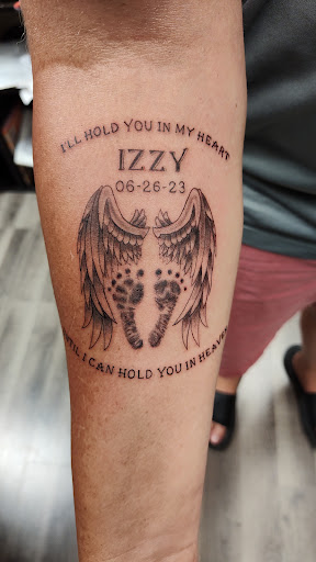 Explore daughter portrait tattoo ideas, creative tattoo ideas in South Sioux City, available at Hometown Hustle Tattoo