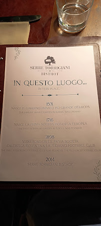 Menu / carte de Serre Torrigiani à Florence