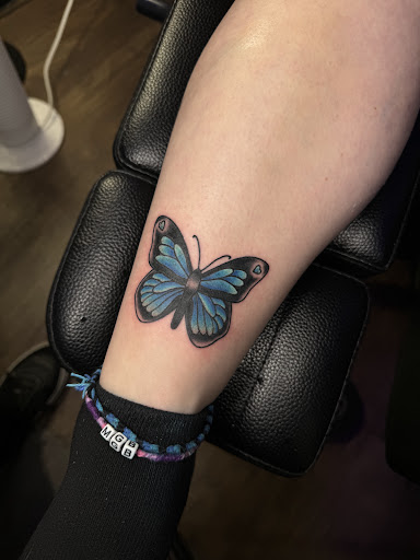 Explore mens knee tattoo ideas, creative tattoo ideas in Englishtown, available at Battlefront Tattoo Company