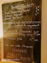 Restaurant éthiopien Chez Ama à Aix-en-Provence (la carte)