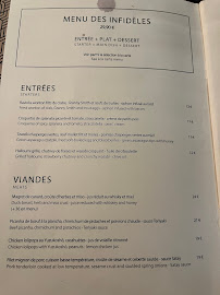 Les Infidèles Restaurant à Lyon carte