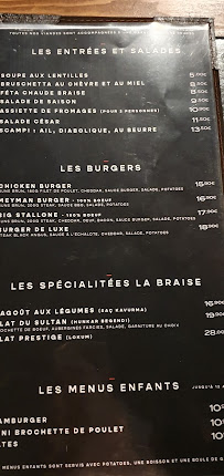 Restaurant La Braise Grill & Steak à Wattrelos carte