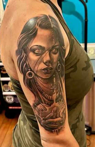Explore female lion tattoo ideas, creative tattoo ideas in Pahoa, available at Electric Jungle Tattoo