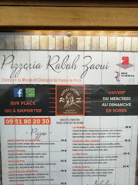 Pizzéria Rabah Zaoui à Carcassonne menu