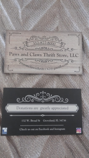Home Goods Store «Paws & Claws Thrift Store», reviews and photos, 132 E Broad St, Groveland, FL 34736, USA