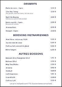 Restaurant vietnamien Banh Mi Saigon à Strasbourg (la carte)