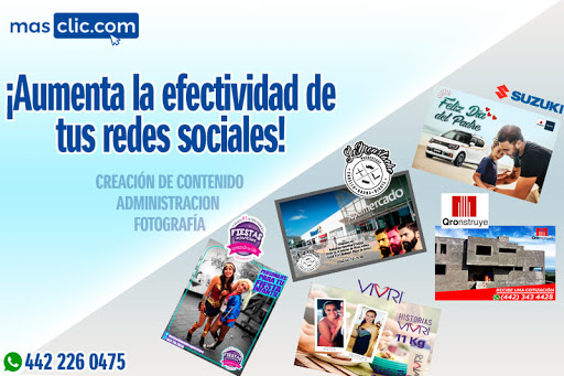 Administracion Redes Sociales Queretaro/ Manejo de redes sociales/ community manager/ MasClic.com