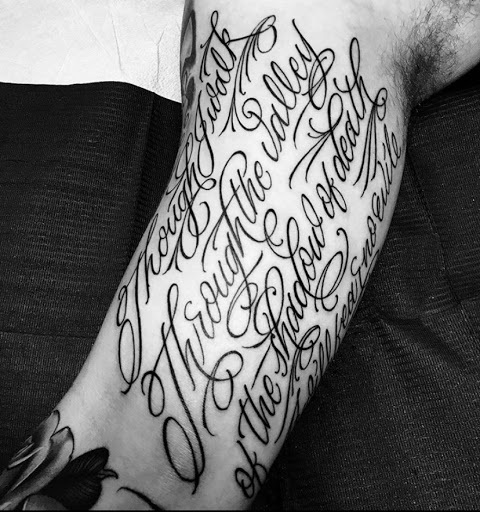 Explore tricep tattoo ideas, creative tattoo ideas in Stockton, available at Tall Tales Tattoo