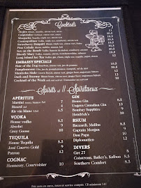 The Canadian Embassy Pub à Paris menu
