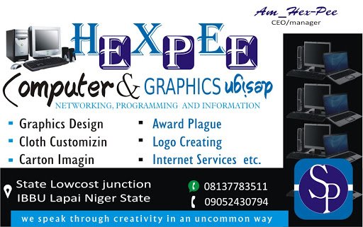 Hex-Pee Computer centre & Graphix Design, State Low cost junction IBBUniversity, Nigeria, Diner, state Niger