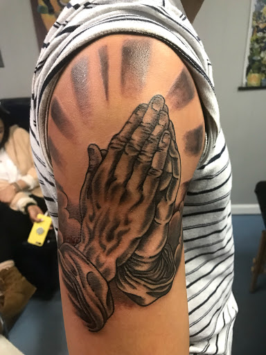 Explore san judas tattoo ideas, creative tattoo ideas in Muncie, available at The Tattoo Studio