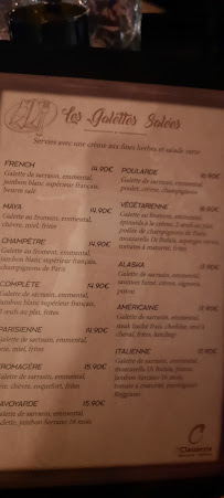 Restaurant La clauserie, Brasserie Creperie à Val de Briey (le menu)