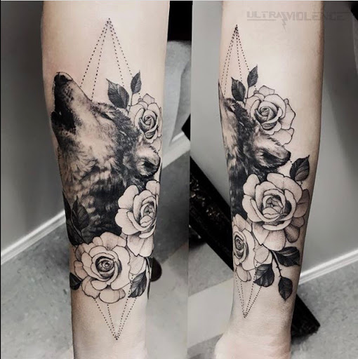 Explore violet tattoo ideas, creative tattoo ideas in Anchorage, available at Ultra Violence Tattoo co.