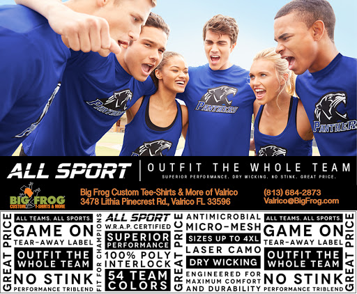 Custom T-shirt Store «Big Frog Custom T-Shirts of Valrico - Brandon», reviews and photos, 3478 Lithia Pinecrest Rd, Valrico, FL 33596, USA