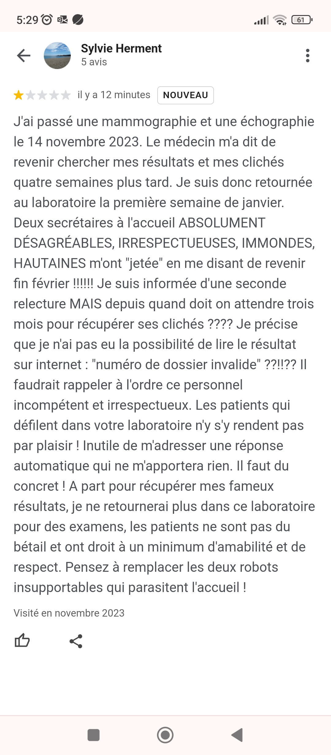 Photo n° 1 de l'avis de Sylvie.e fait le 06/01/2024 à 04:35