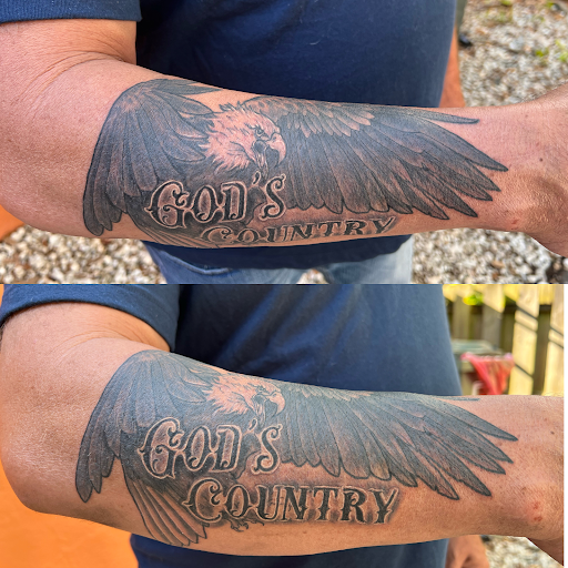 Explore full neck tattoo ideas for men, creative tattoo ideas in Fort Myers Beach, available at Paradise Tattoo