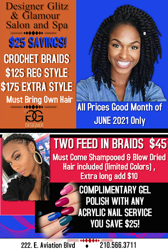 Beauty Salon «Designer Glitz & Glamour Spa and Hair Salon», reviews and photos, 222 E Aviation Blvd, Universal City, TX 78148, USA