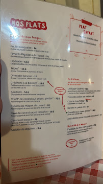 Chez Gladines Butte aux cailles à Paris menu