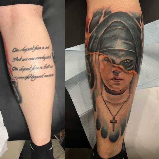 Explore til death tattoo ideas, creative tattoo ideas in Duluth, available at Gitchee Gumee Tattoo