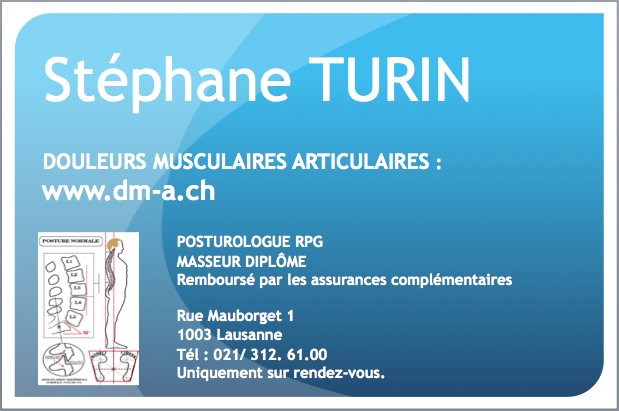 Kommentare und Rezensionen über Massages Lausanne Stéphane Turin Masseur - Posturologue RPG - Agréé ASCA - RME