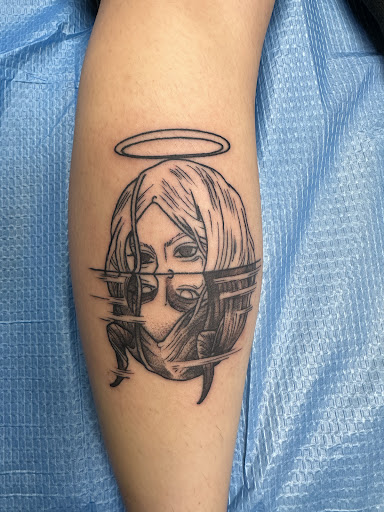 Explore wrist wrap tattoo ideas, creative tattoo ideas in Hinesville, available at Dark Horse Art Studios