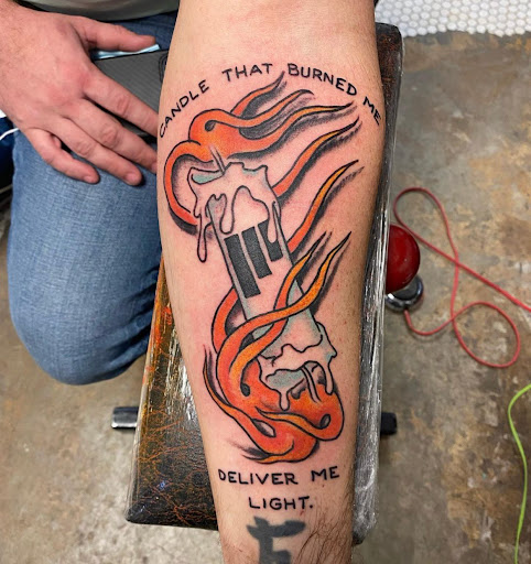 Explore heart tattoo ideas with names, creative tattoo ideas in Mobile, available at Old Familiar Tattoo Company