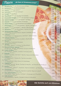 Menu du Pizza Oase à Reken