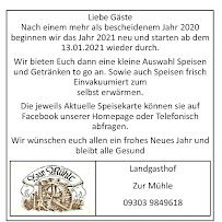 Menu / carte de Landgasthof zur Mühle à Eibelstadt