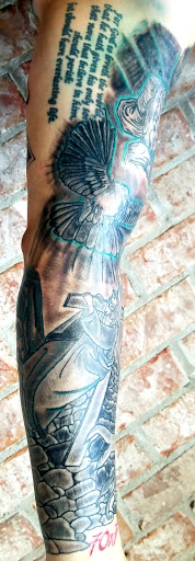 Explore elephant thigh tattoo ideas, creative tattoo ideas in Meridian, available at SK-Tattoo1