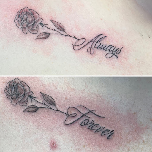 Explore leg tattoo ideas for females, creative tattoo ideas in Houston, available at 333 Tattoo Studio HTX