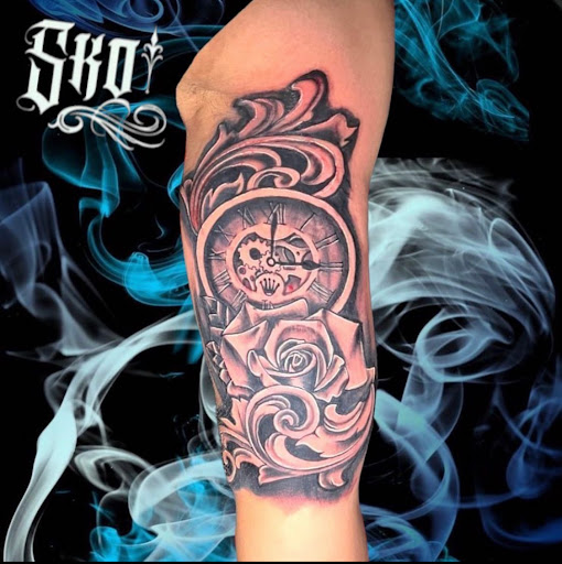 Explore partial sleeve tattoo ideas, creative tattoo ideas in Newark, available at Bad Intentionz Tattoo & Piercings Studio