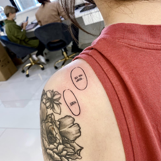 Explore shoulder blade tattoo ideas, creative tattoo ideas in Orange, available at Baron Art Tattoo