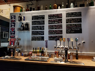 A row of beer taps