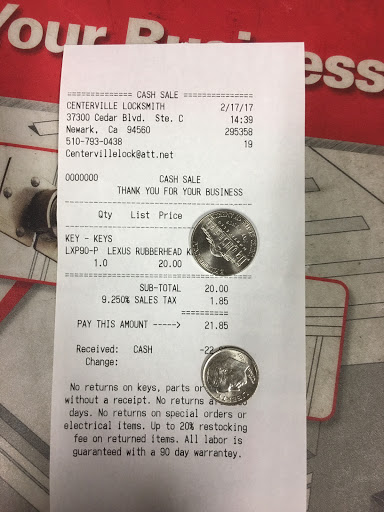 Locksmith «Centerville Locksmith», reviews and photos, 37300 Cedar Blvd c, Newark, CA 94560, USA
