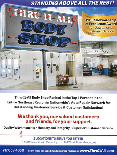 Auto Body Shop «Thru-It-All Auto Body Shop, Inc.», reviews and photos, 1230 W Main St, Mount Joy, PA 17552, USA