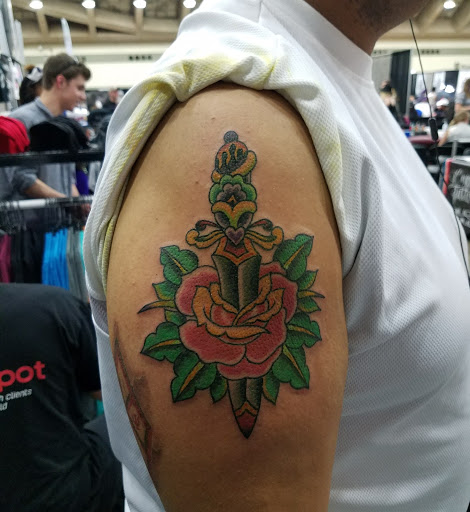 Explore dead dog tattoo ideas, creative tattoo ideas in Albuquerque, available at Por Vida Tattoo