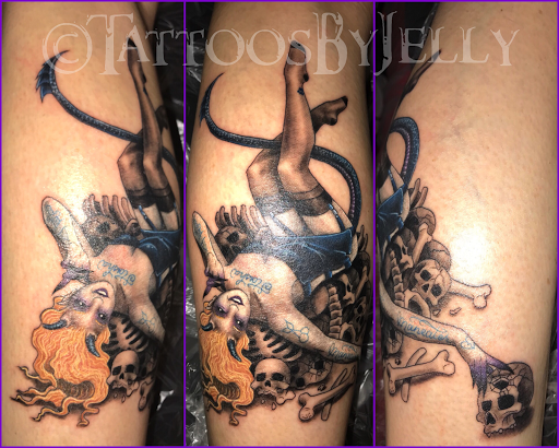 Explore beautiful female tattoo ideas, creative tattoo ideas in San Angelo, available at Jellys Surly Skull, LLC