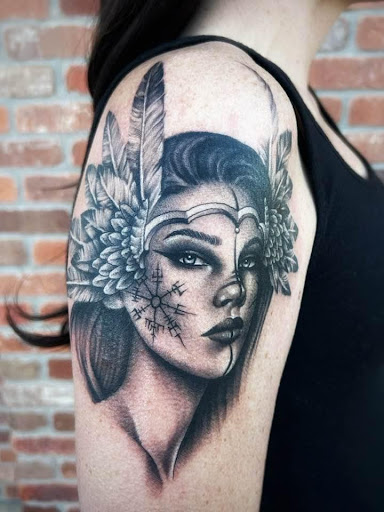 Explore male shoulder tattoo ideas, creative tattoo ideas in Roy, available at Garden Gate Tattoo & Art Collective