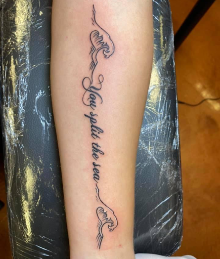 Explore name tattoo placement ideas, creative tattoo ideas in Aledo, available at Elevated Tattoo & Piercing