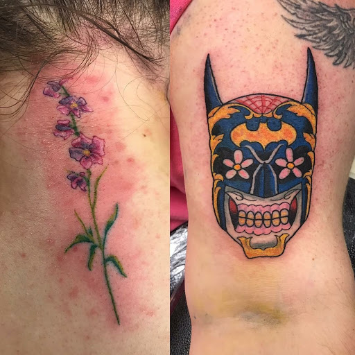 Explore purple heart tattoo ideas, creative tattoo ideas in Kent, available at War Horse Ink