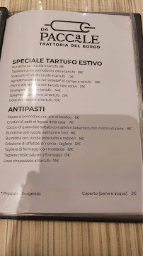 Carte du Da Paccale - Trattoria del borgo à Bastia Umbra